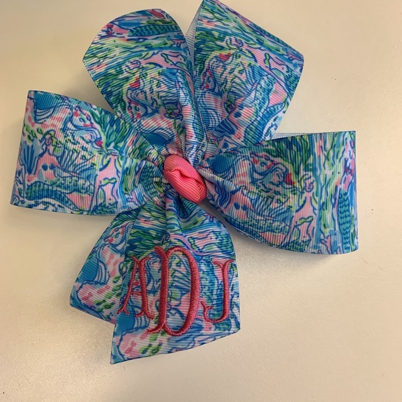 Any Initials,  Large Hair Bow with Monogram - Picture 4 of 8